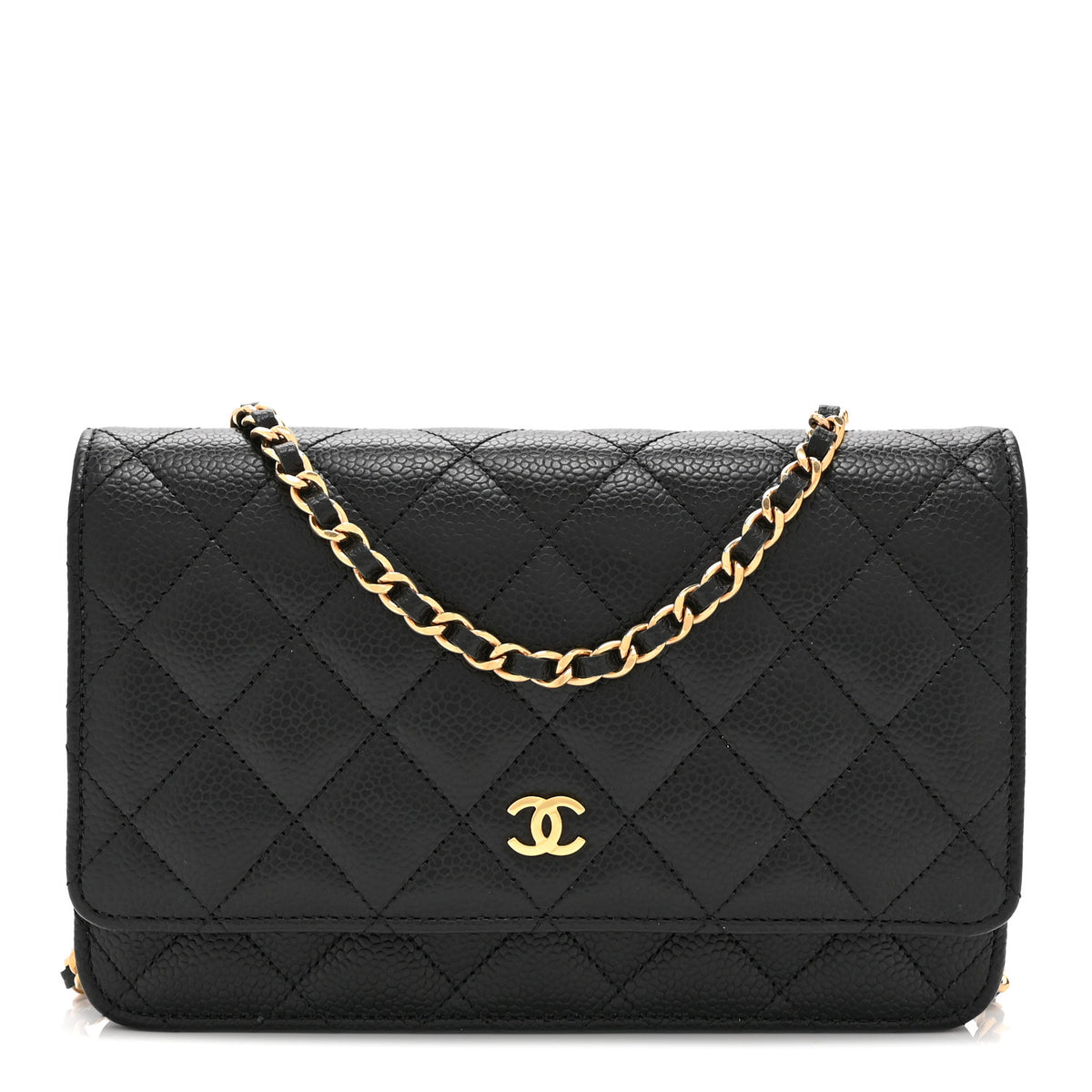 Caviar Quilted Wallet on Chain WOC Black