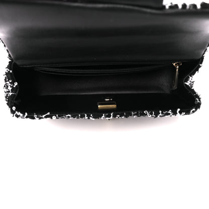 Chanel Tweed Quilted Mini Top Handle Rectangular Flap Black White 5 of 13