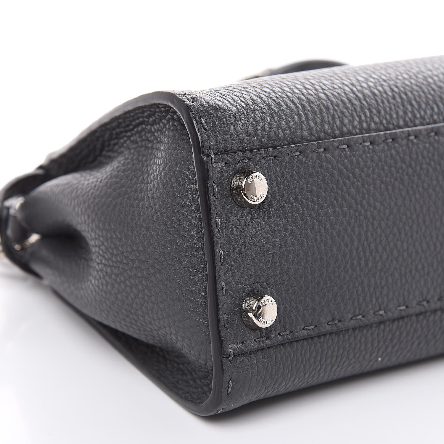 Fendi Cuoio Romano Selleria Bi-Color Mini Peekaboo Iconic Satchel Asfalto Latte 9 of 11