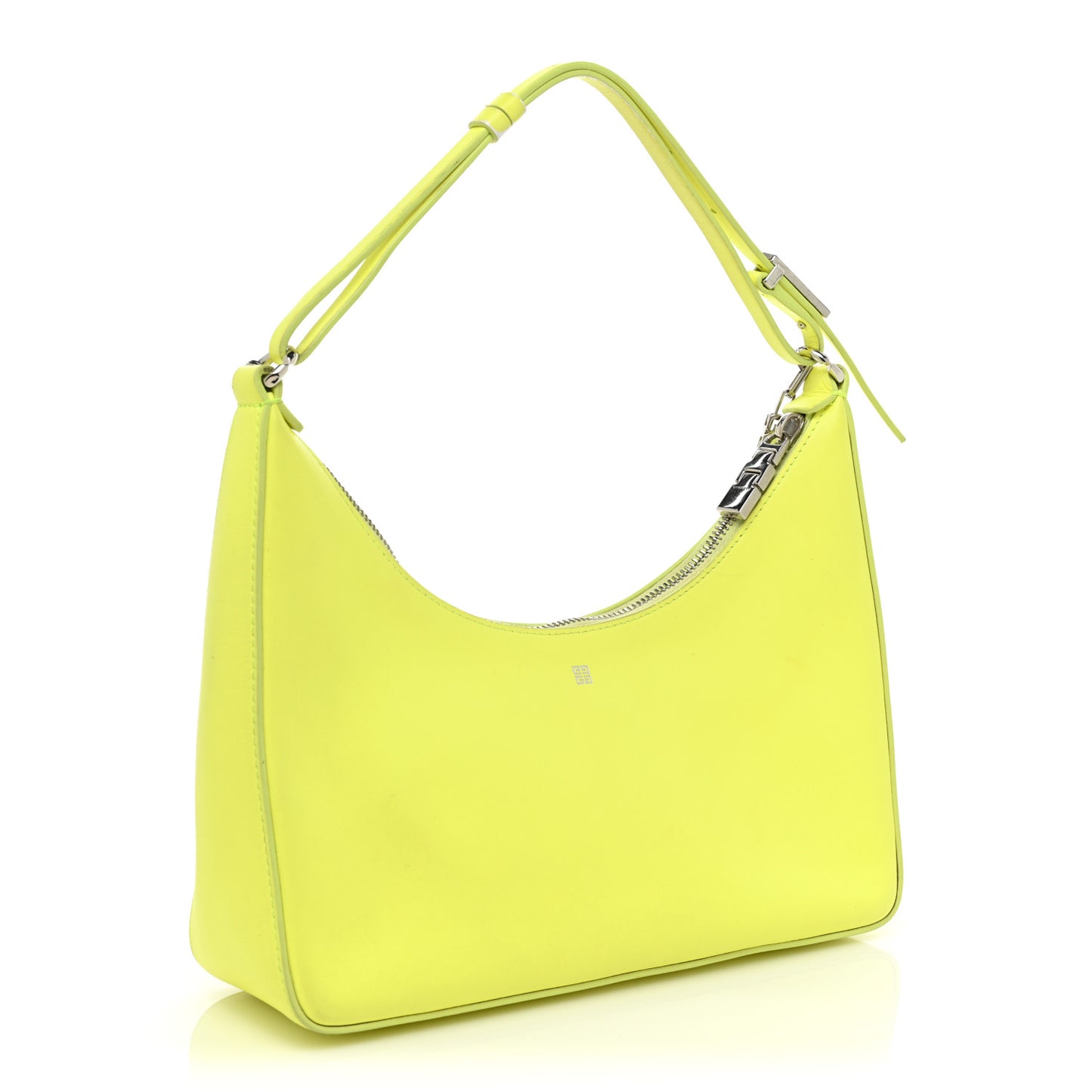Smooth Calfskin Small Moon Cut Out Shoulder Bag Fluo Yellow