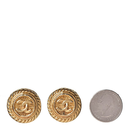Chanel CC Button Clip On Earrings Gold 2 of 4