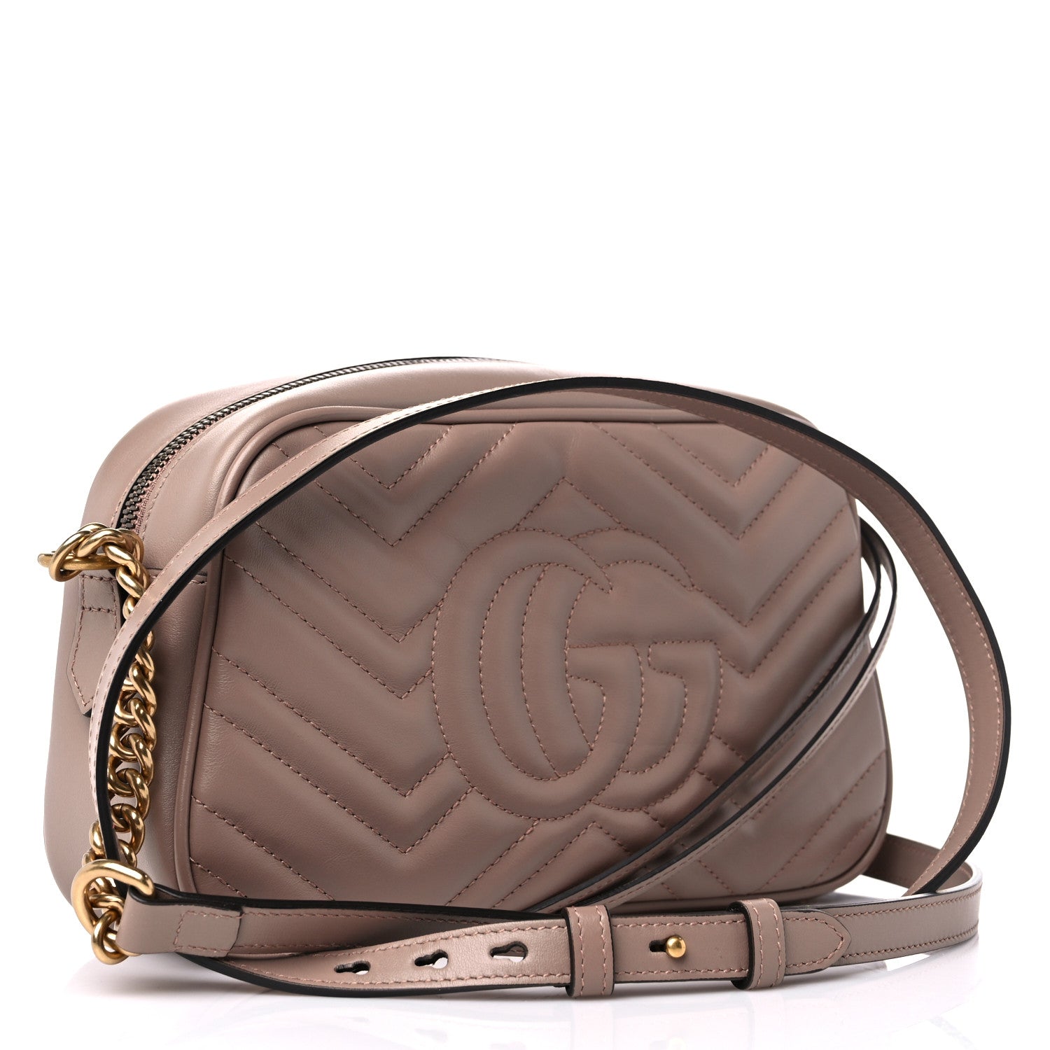 Gucci Calfskin Matelasse Small GG Marmont Chain Shoulder Bag Porcelain Rose 3 of 10