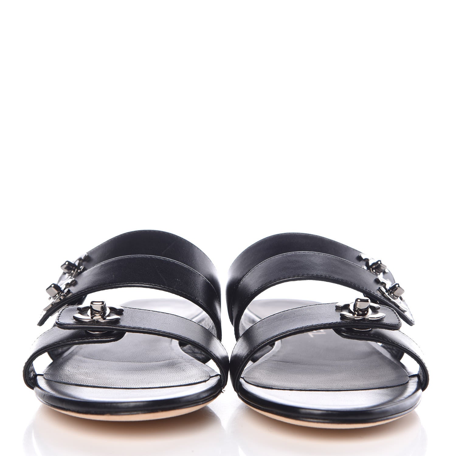 Chanel Calfskin CC Turnlock Mule Sandals 36 Black 2 of 10