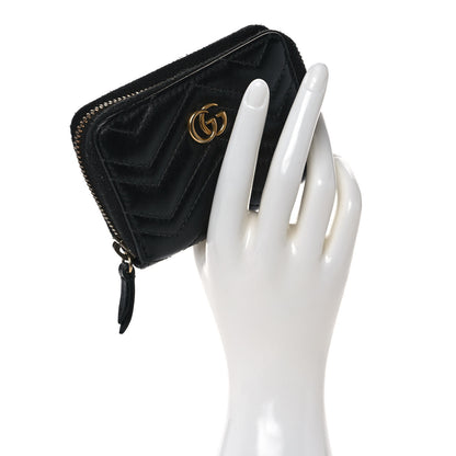 Gucci Calfskin Matelasse GG Marmont Zip Around Card Case Black 2 of 10