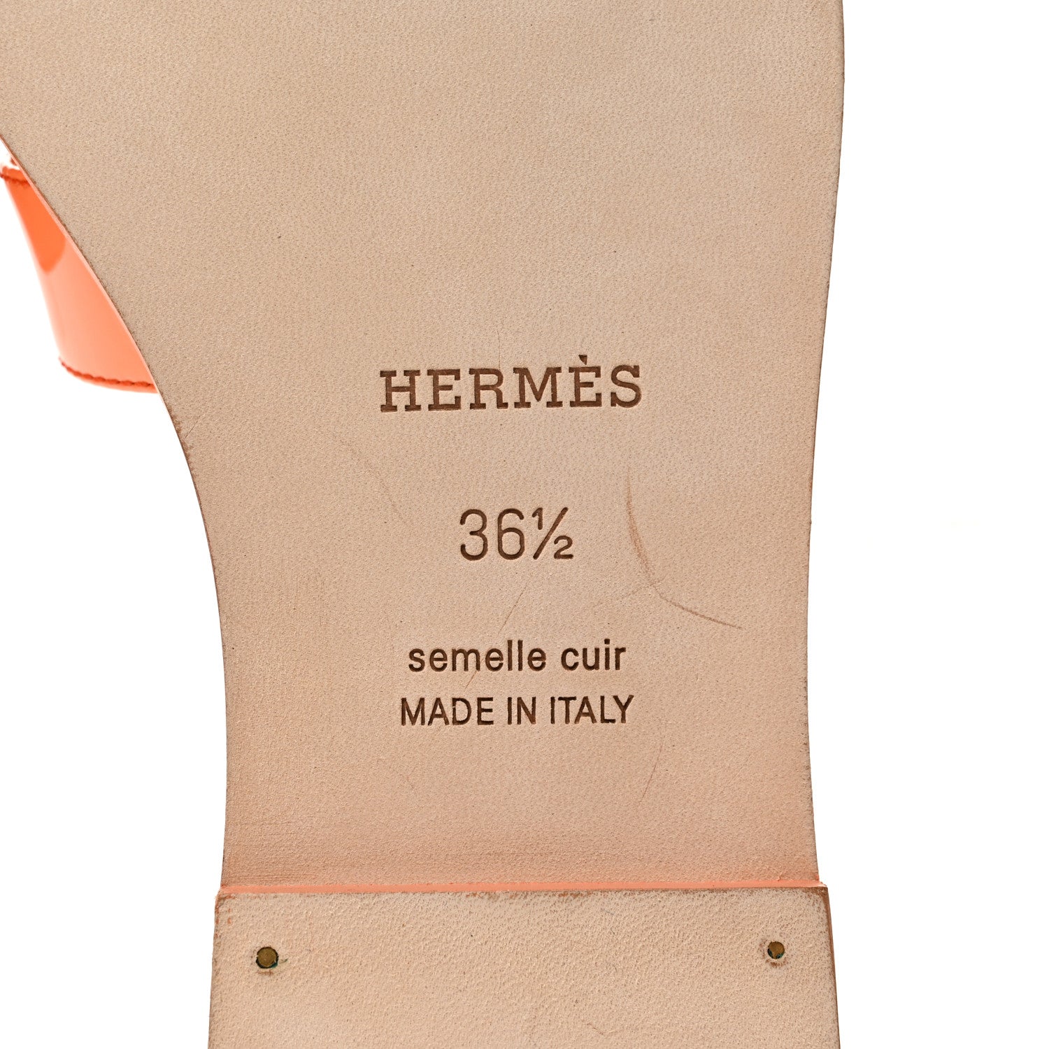 Hermes Patent Oran Sandals 36.5 Orange Melon 7 of 7