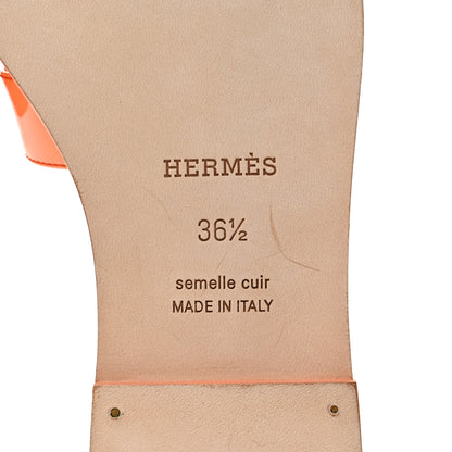 Hermes Patent Oran Sandals 36.5 Orange Melon 7 of 7