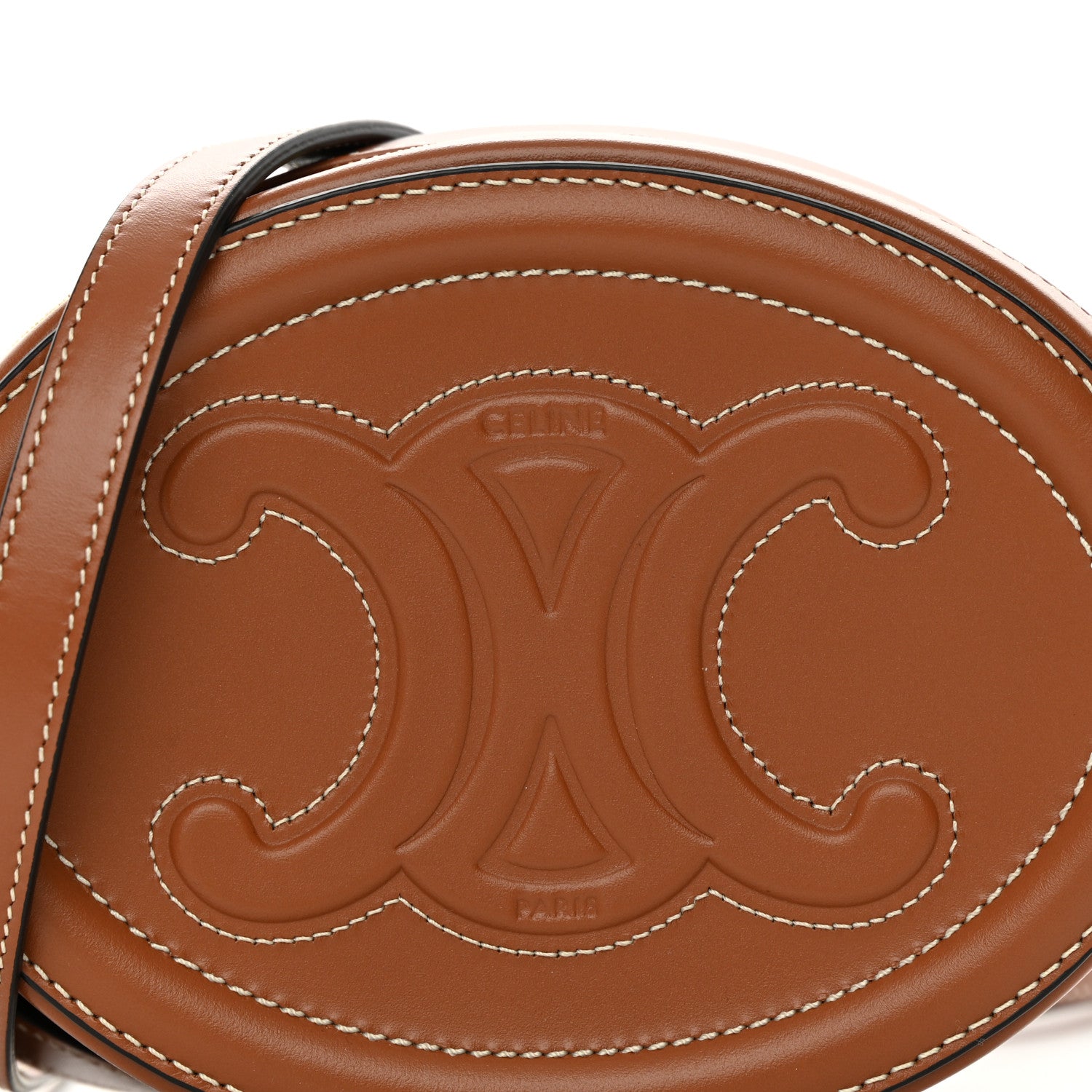 Celine Smooth Calfskin Cuir Small Triomphe Oval Crossbody Purse Tan 8 of 11