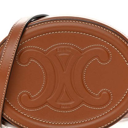 Celine Smooth Calfskin Cuir Small Triomphe Oval Crossbody Purse Tan 8 of 11