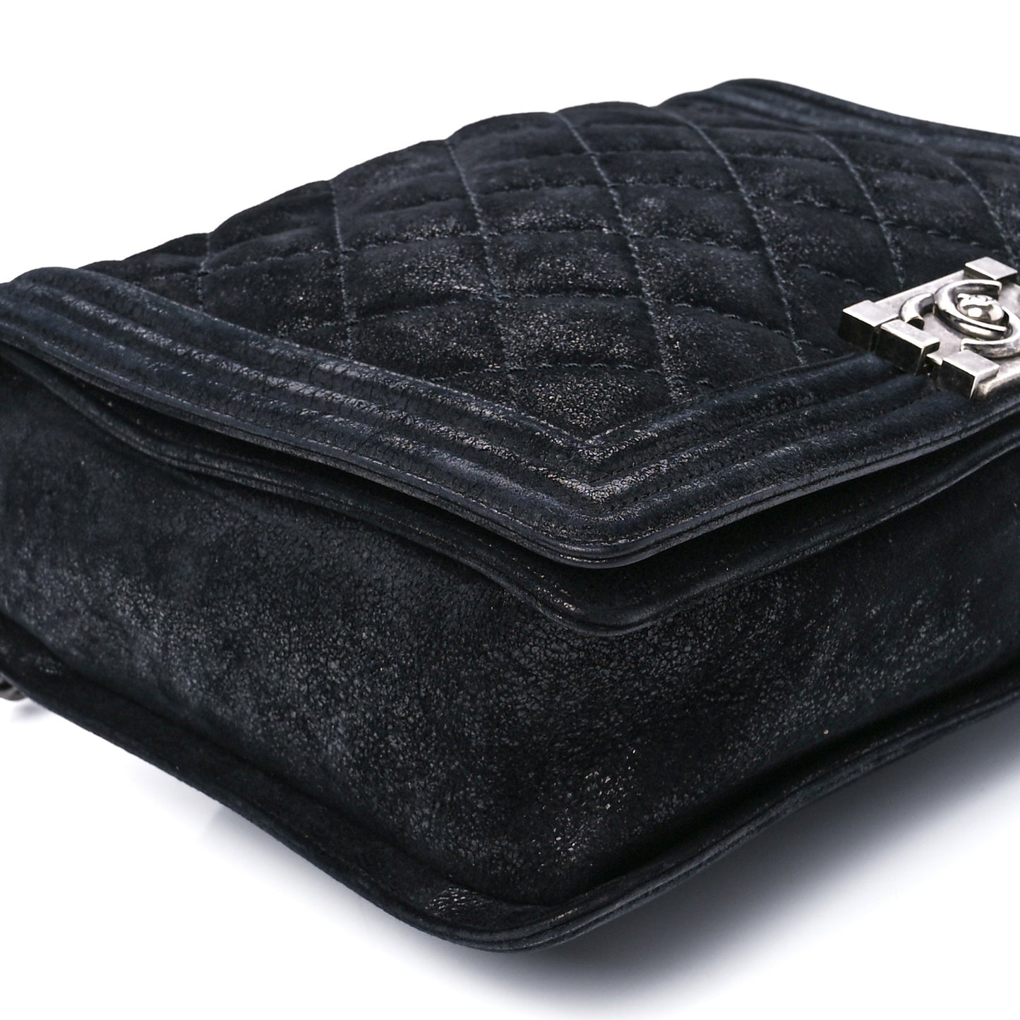 Goatskin Quilted Medium Gentle Boy Flap Black