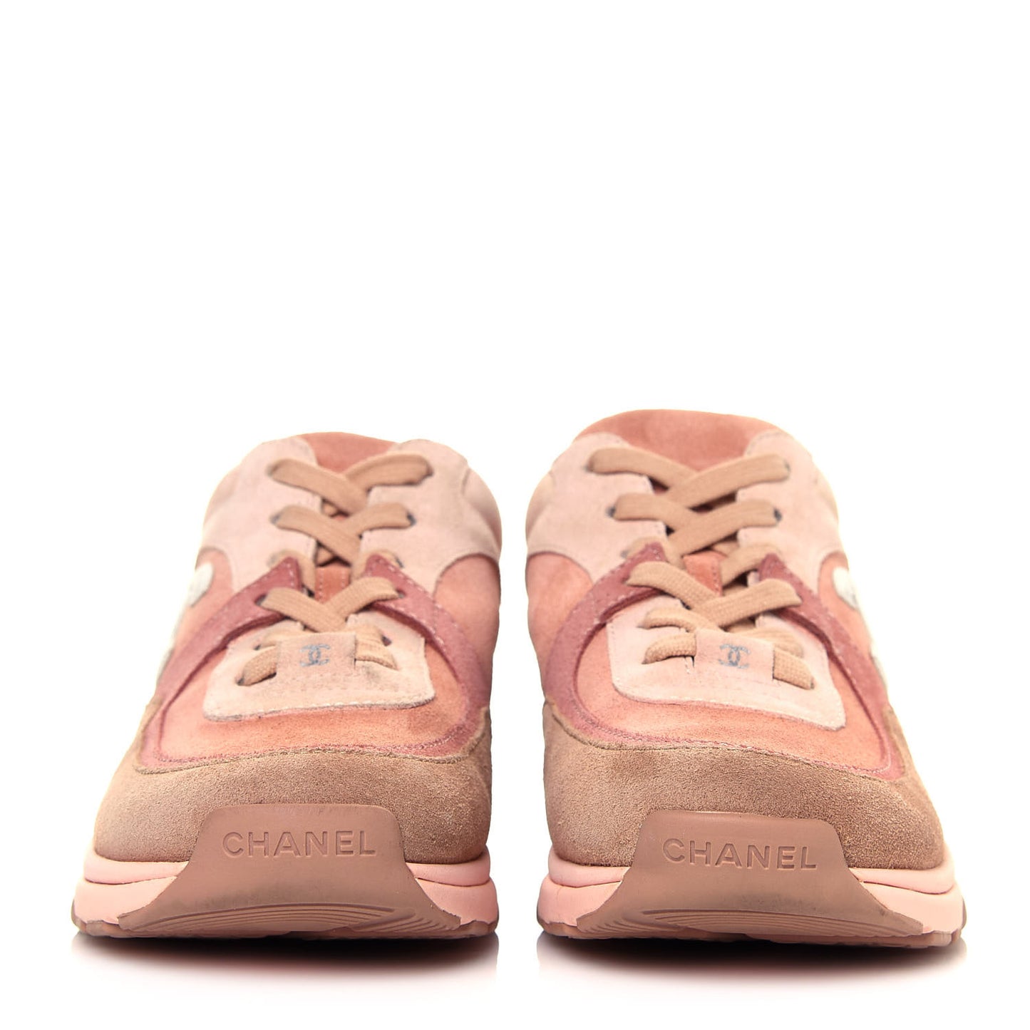 Nylon Lambskin Suede Calfskin CC Sneakers 39 Pink