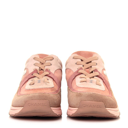 Chanel Nylon Lambskin Suede Calfskin CC Sneakers 39 Pink 2 of 8