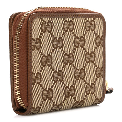 Gucci Monogram Dollar Calfskin Zip Around French Wallet Beige Ebony Tabacco 3 of 7