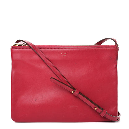 Celine Lambskin Large Trio Crossbody Bag Red 1 of 16