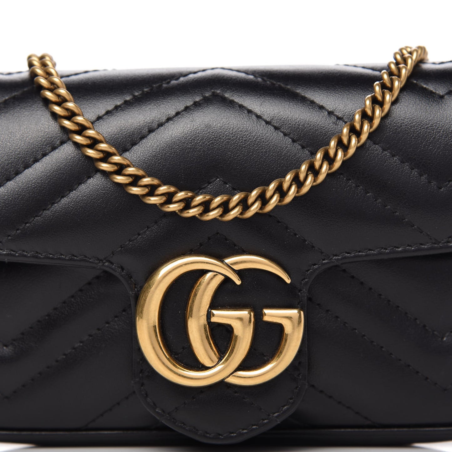 Calfskin Matelasse Super Mini GG Marmont Shoulder Bag Black