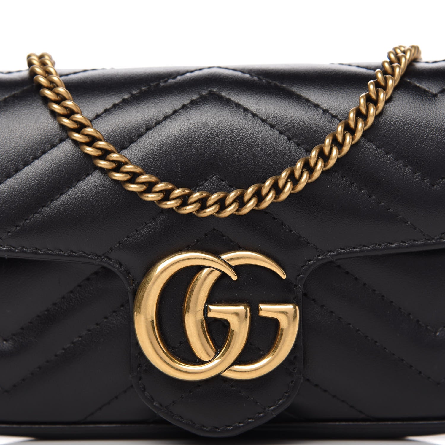 Gucci Calfskin Matelasse Super Mini GG Marmont Shoulder Bag Black 10 of 11