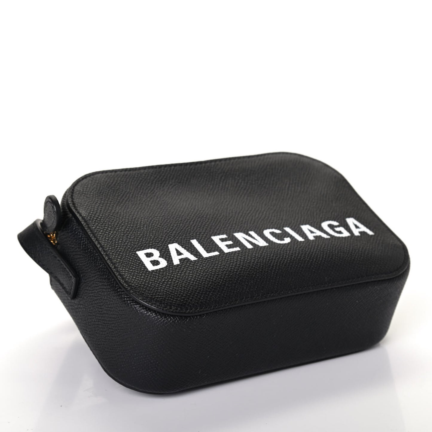 Signature Grained Calfskin Logo XS Ville Camera Bag Black White