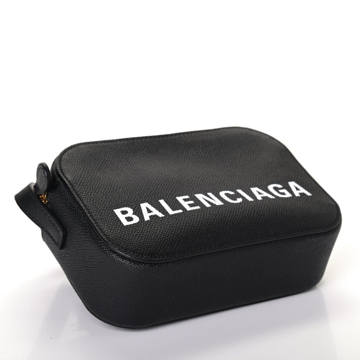 Balenciaga Signature Grained Calfskin Logo XS Ville Camera Bag Black White 3 of 4