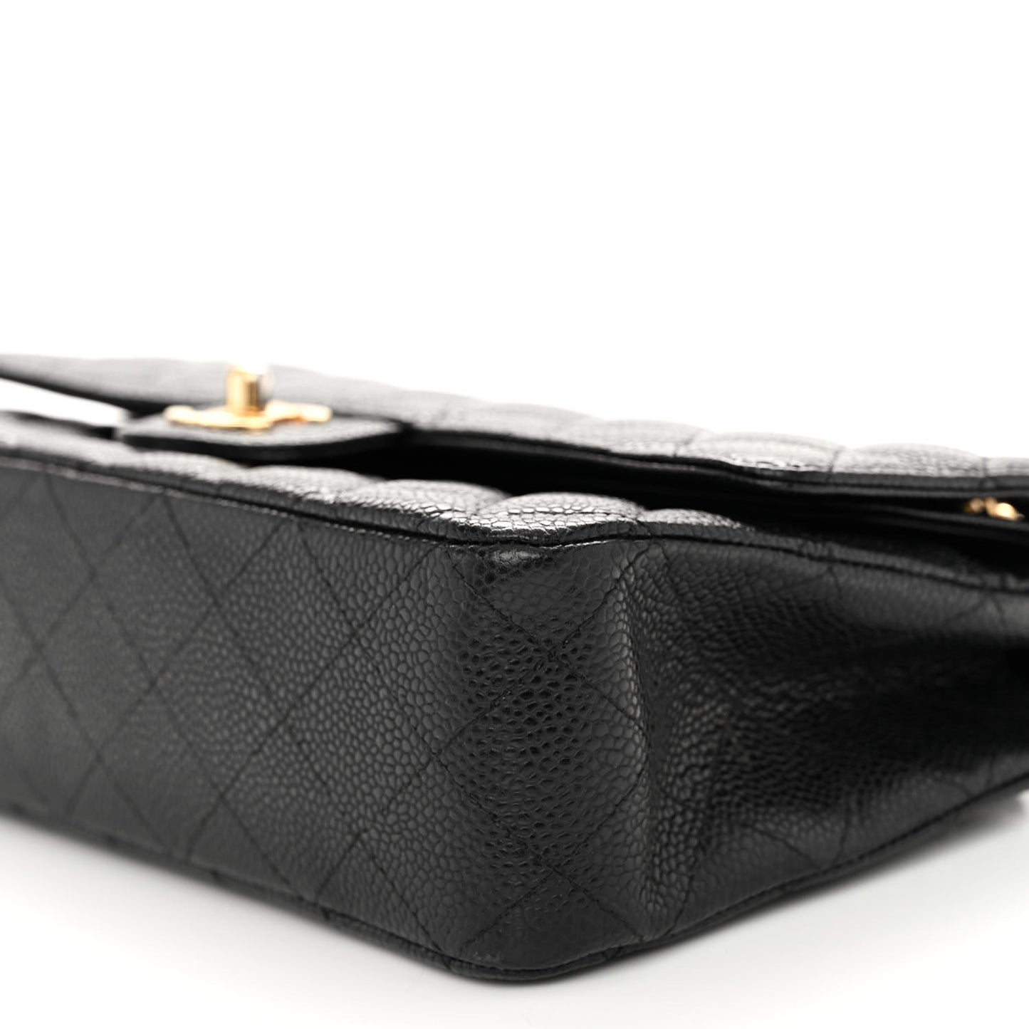Caviar Quilted Medium Double Flap Black