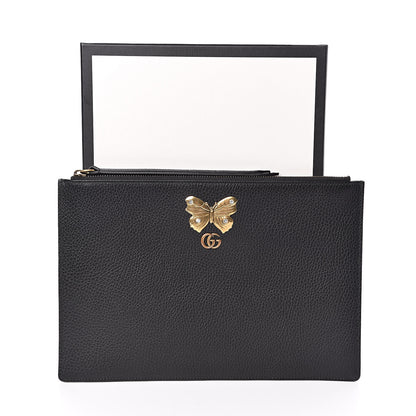 Gucci Pebbled Calfskin Butterfly Zip Pouch Black 8 of 8