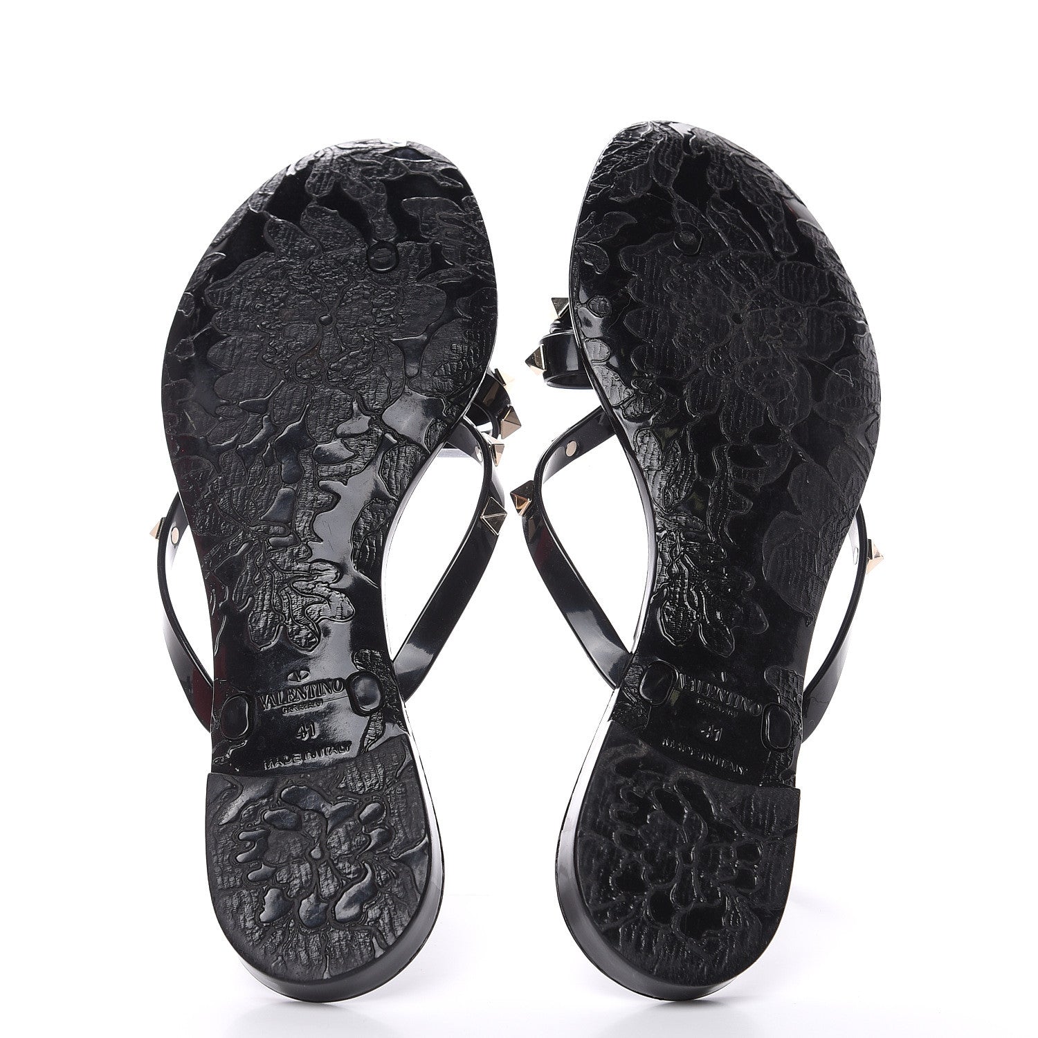 Valentino Garavani PVC Jelly Rockstud Bow Thong Sandals 41 Black 5 of 8