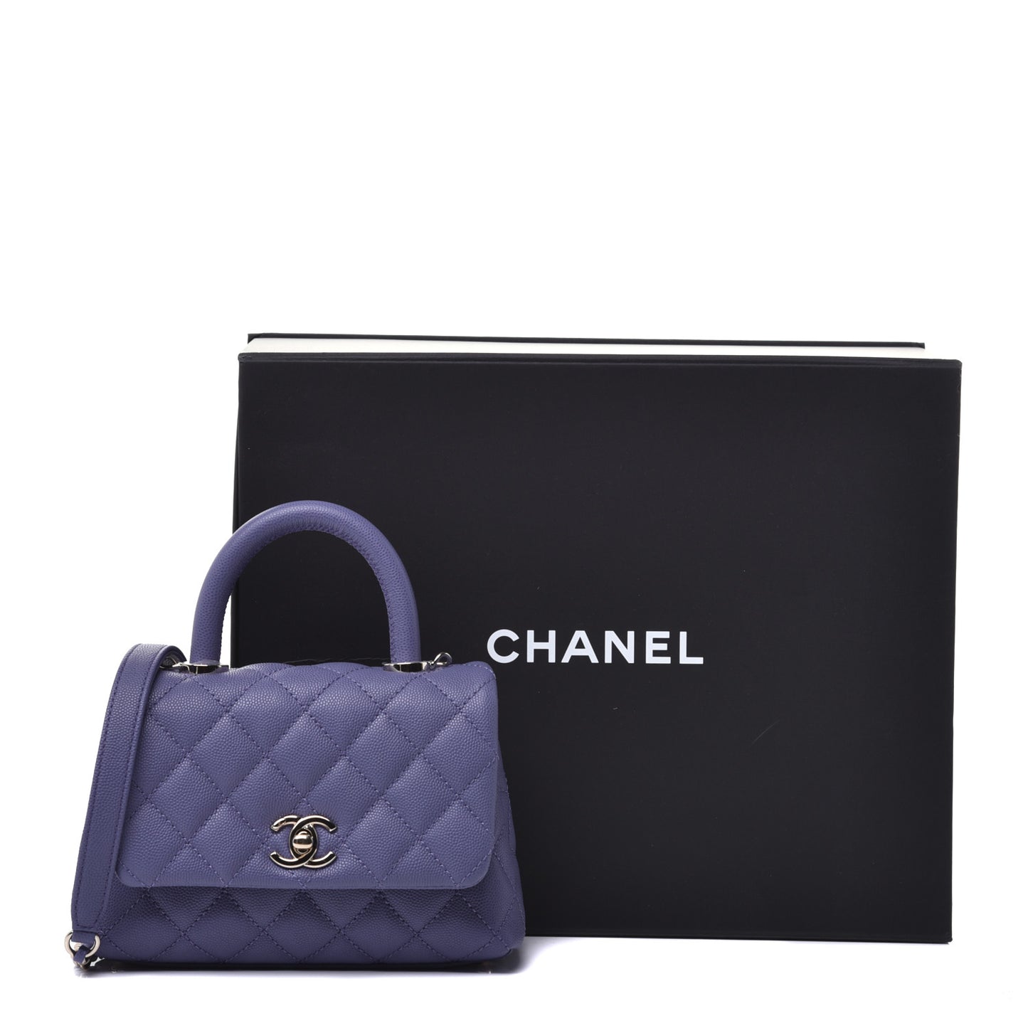 Caviar Quilted Extra Mini Coco Handle Flap Purple