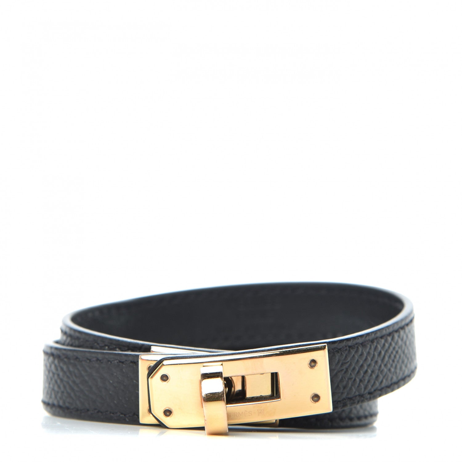 Hermes Epsom Kelly Double Tour Bracelet M Black 1 of 6