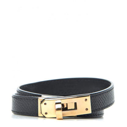 Hermes Epsom Kelly Double Tour Bracelet M Black 1 of 6