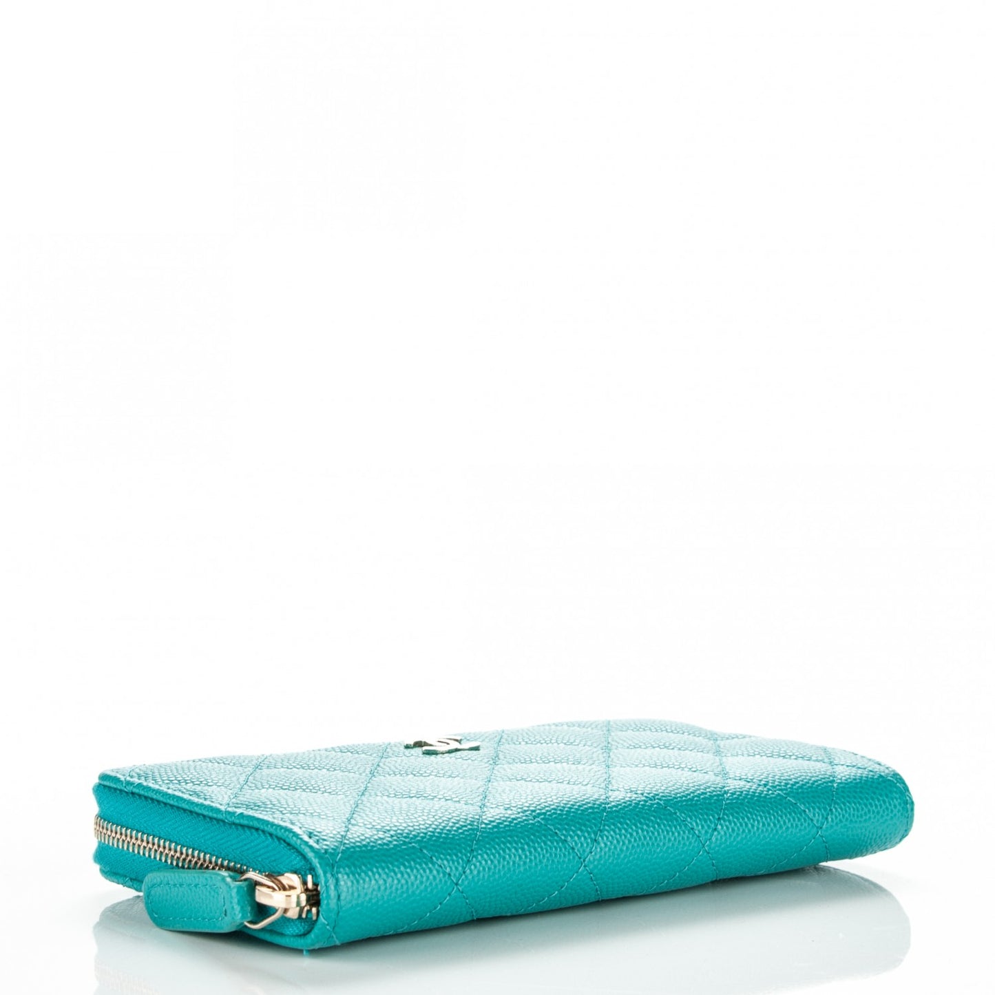 Caviar Quilted Small Zip Around Wallet Turquoise