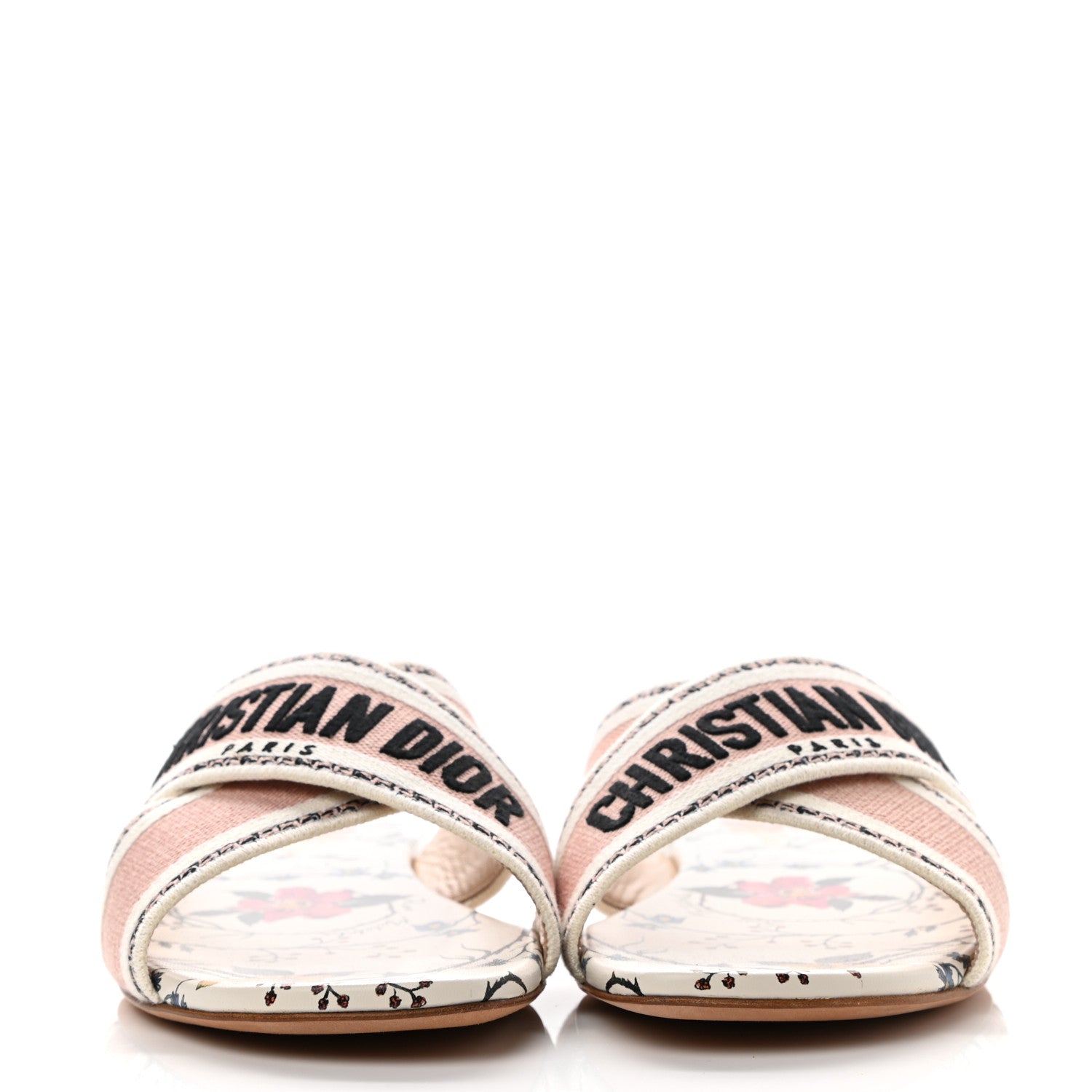 Christian Dior Canvas Rose Mutabilis Embroidered Dway Criss Cross Slide Sandals 40 Multicolor 2 of 9