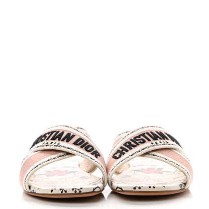 Christian Dior Canvas Rose Mutabilis Embroidered Dway Criss Cross Slide Sandals 40 Multicolor 2 of 9