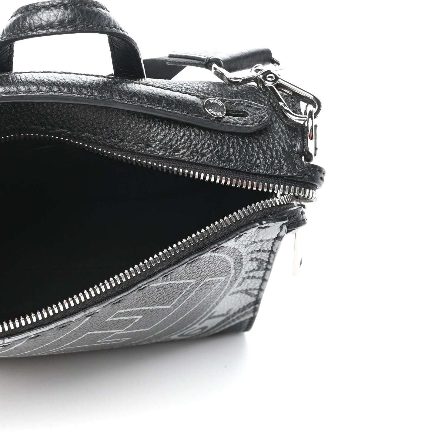 Cuoio Romano Selleria Fendi Stamp Patch Mini Lui Bag Black Grigio