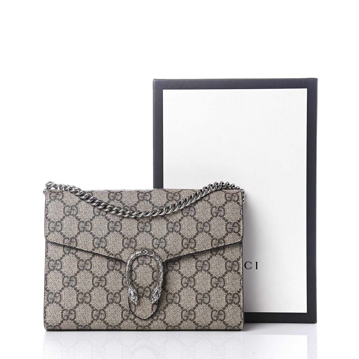 GG Supreme Monogram Mini Dionysus Chain Wallet Beige Taupe