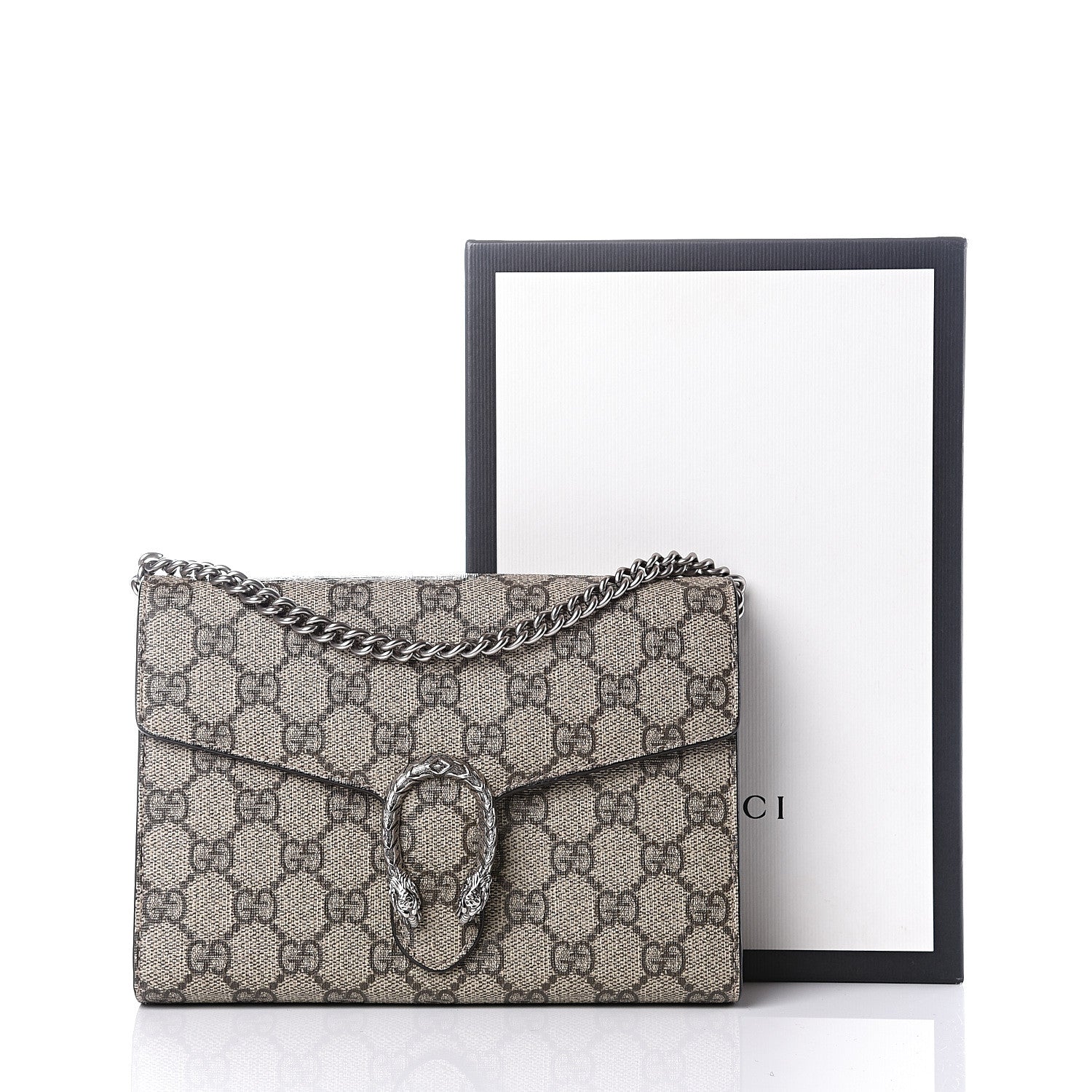 Gucci GG Supreme Monogram Mini Dionysus Chain Wallet Beige Taupe 10 of 10