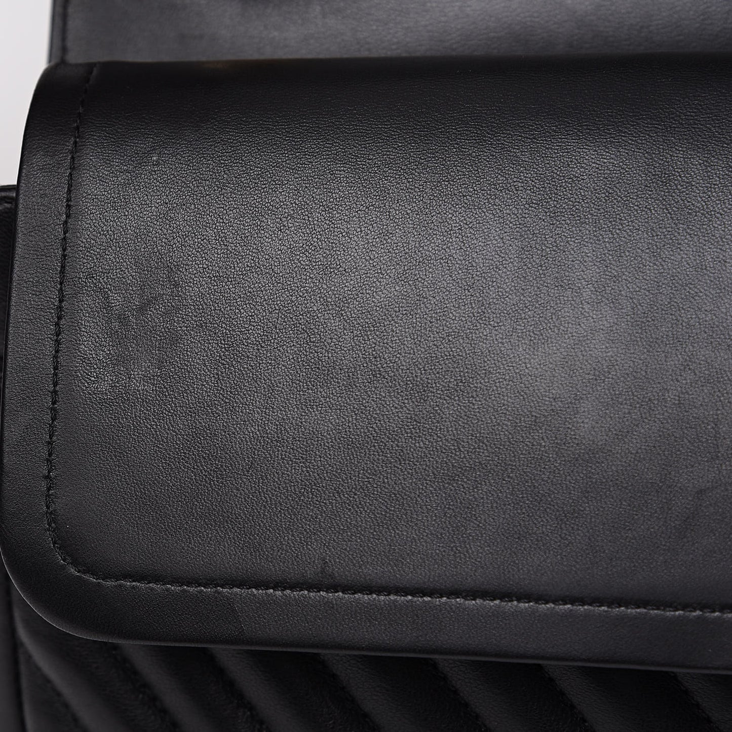 Lambskin Chevron Quilted Jumbo Double Flap Black