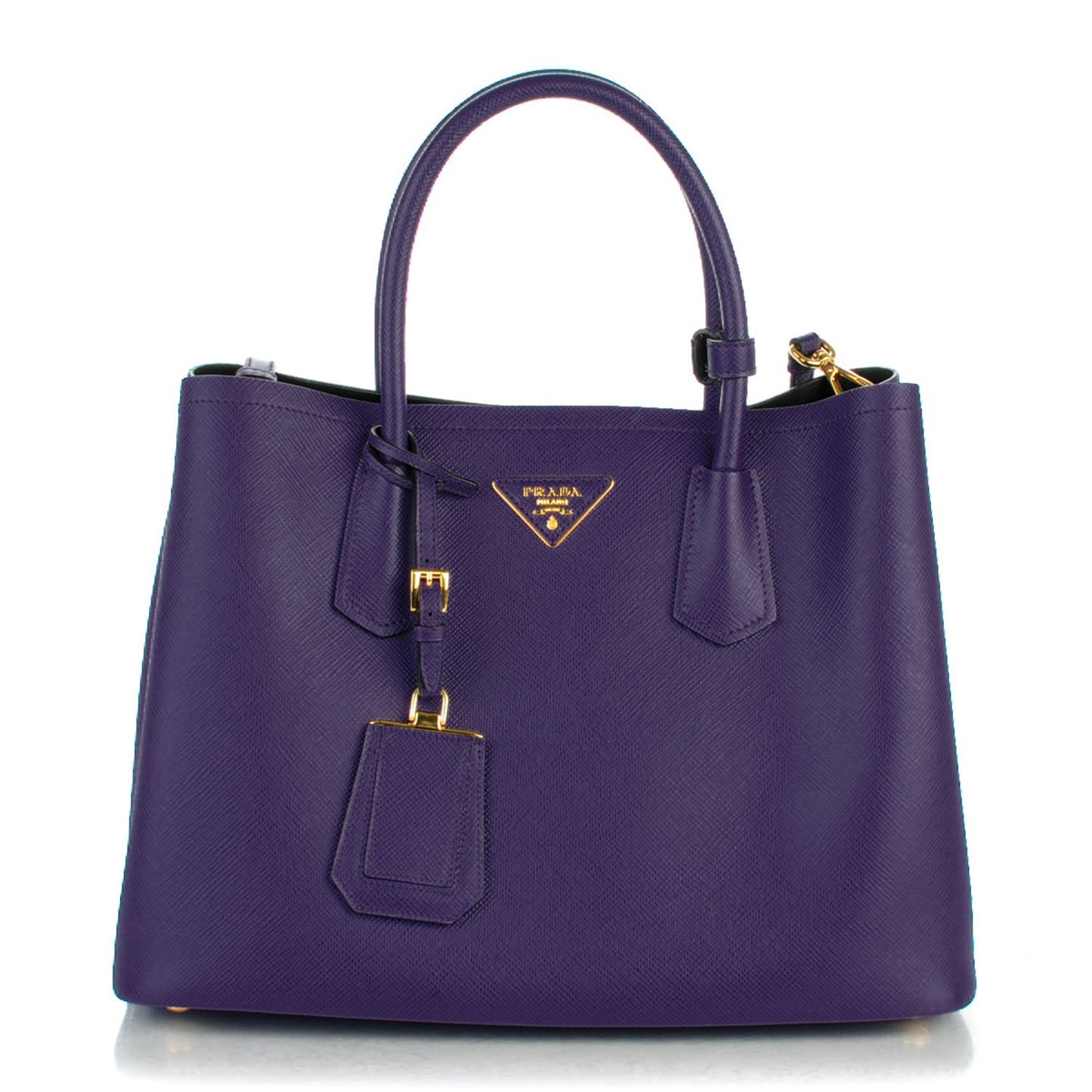 Saffiano Cuir Large Double Bag Viola Nero Black