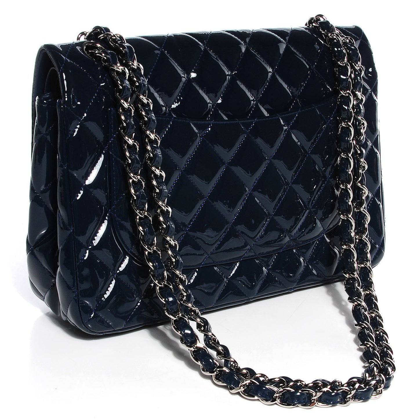 Patent Jumbo Double Flap Navy Blue