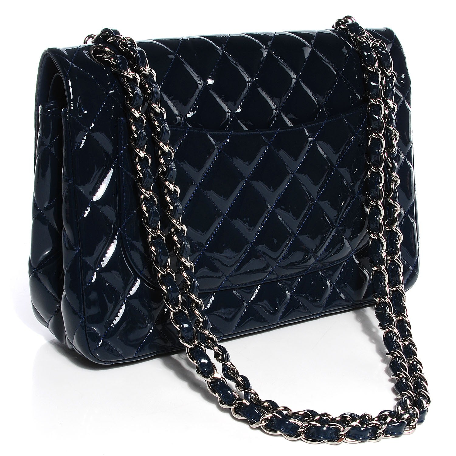 Chanel Patent Jumbo Double Flap Navy Blue 3 of 8