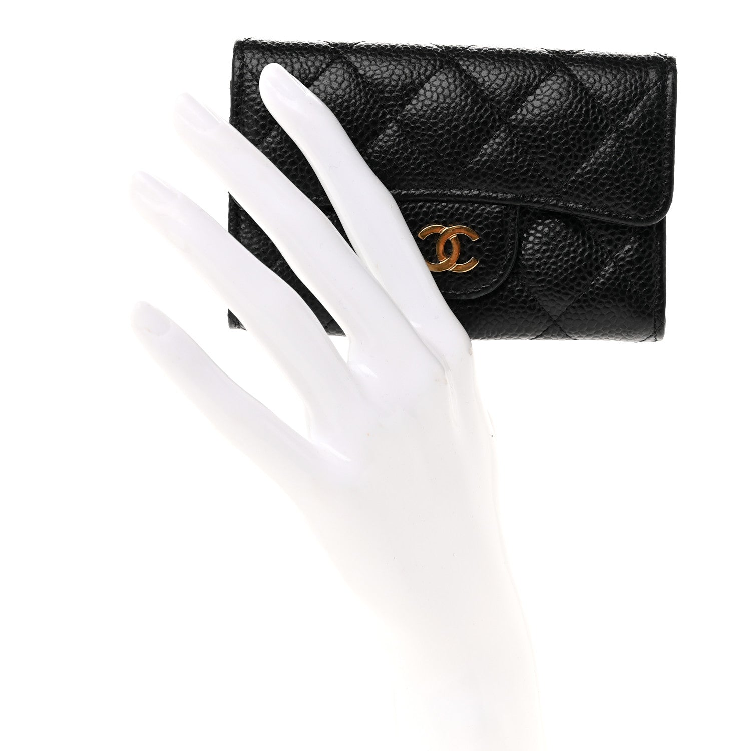 Chanel Caviar Quilted Flap Card Holder Wallet Black 2 of 8