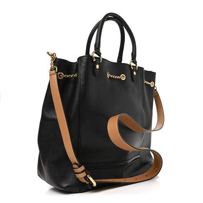 Fendi Vitello Grace King Karligraphy Chain Bucket Bag Black Bisquit 3 of 11