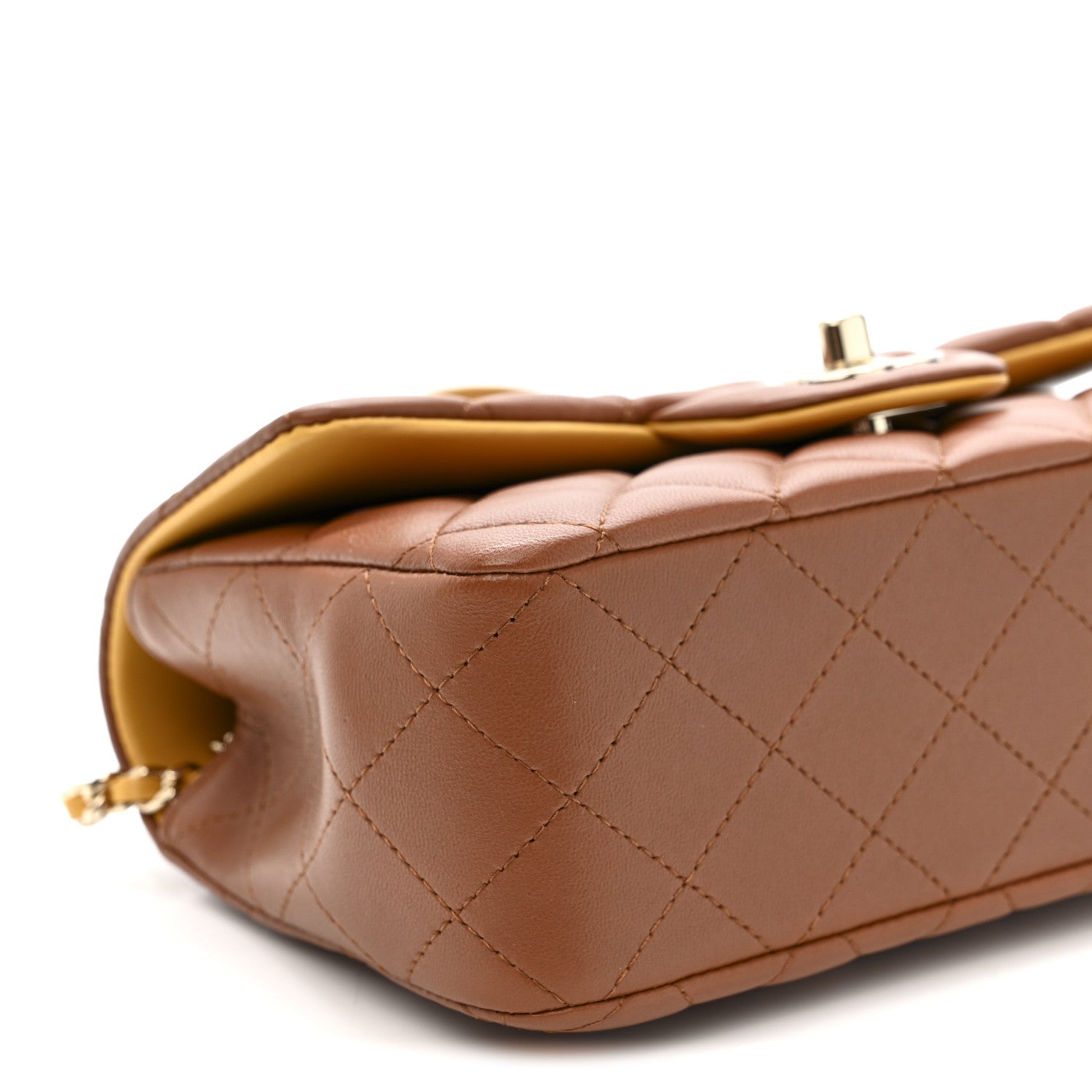 Chanel Lambskin Quilted Bi-Color Mini Top Handle Rectangular Flap