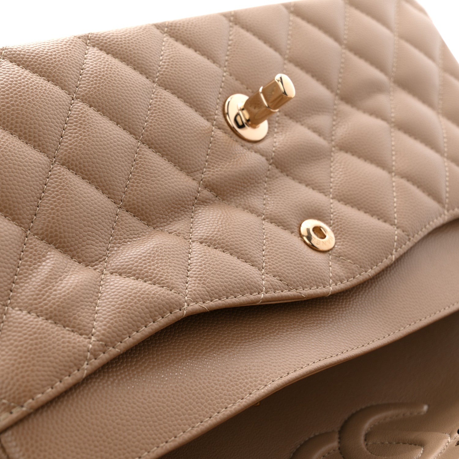 Chanel Caviar Quilted Medium Double Flap Beige 11 of 12