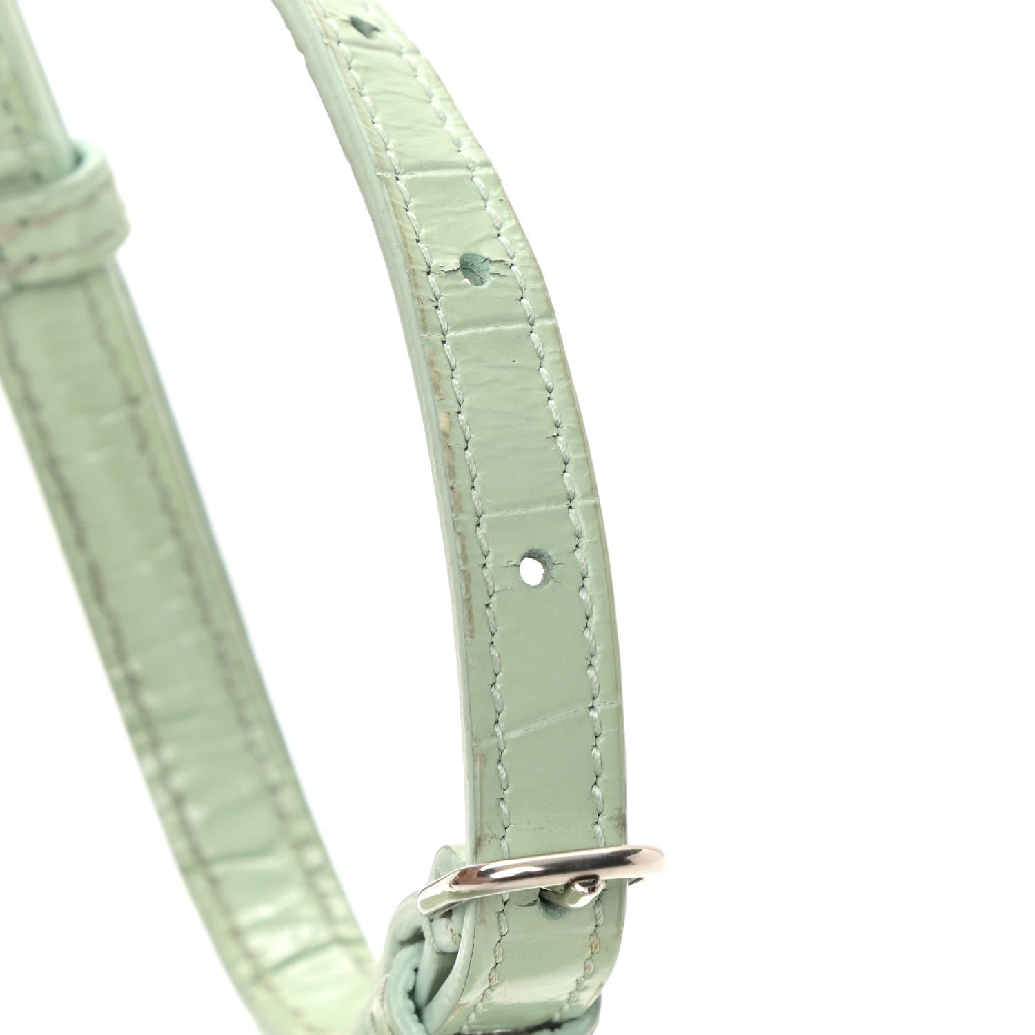 Balenciaga Shiny Calfskin Crocodile Embossed Hourglass Top Handle Bag XS Light Green 20 of 20