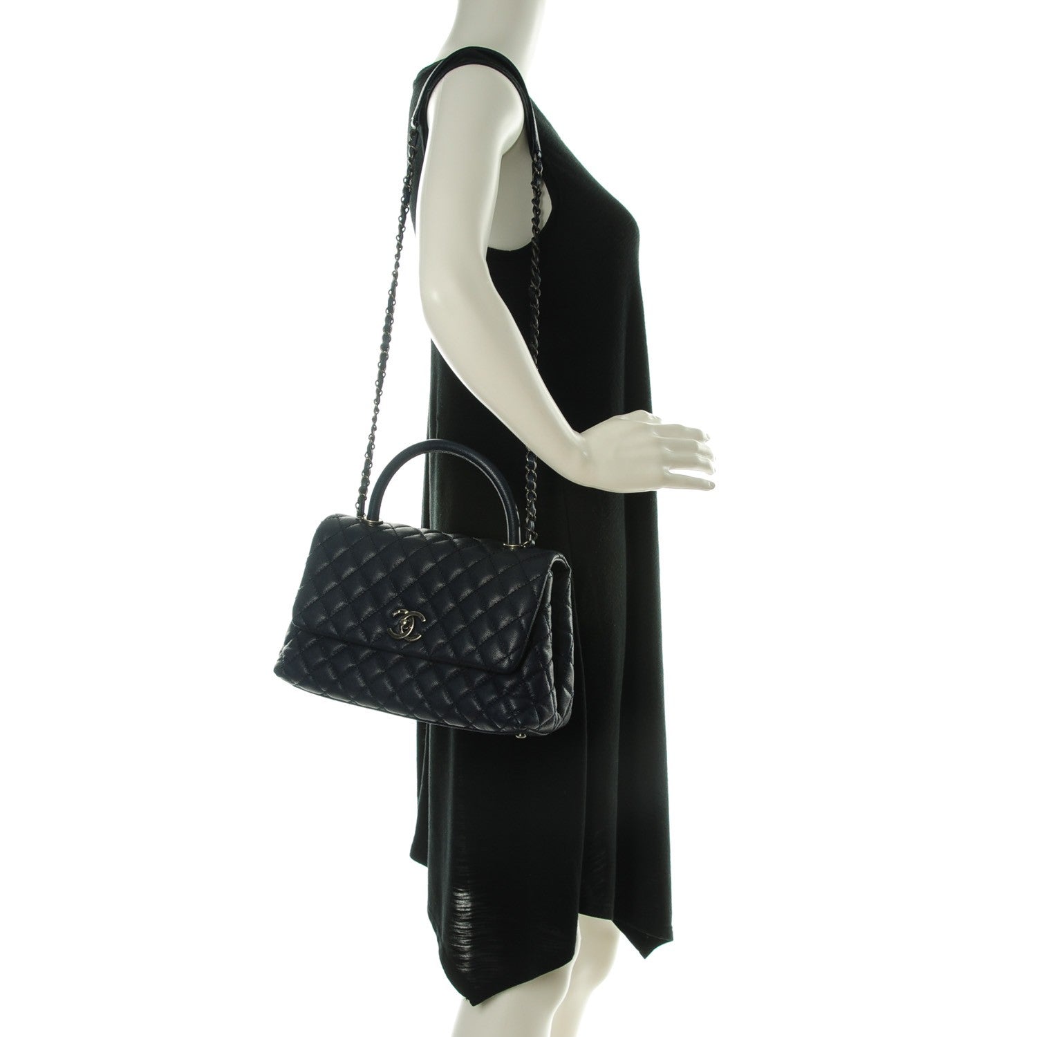Chanel Caviar Quilted Small Coco Handle Flap Navy 2 of 8