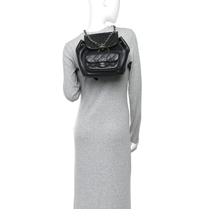 Chanel Lambskin Quilted Large Duma Drawstring Backpack Black 2 of 11