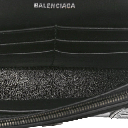 Balenciaga Shiny Calfskin Strass Monochrome Crocodile Embossed Hourglass Chain Bag Black 5 of 9
