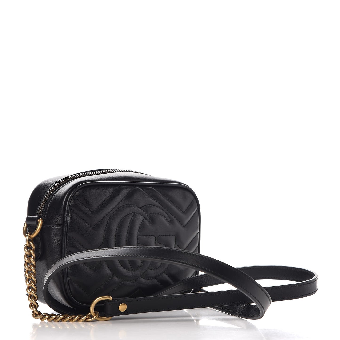 Calfskin Matelasse Mini GG Marmont Chain Shoulder Bag Black