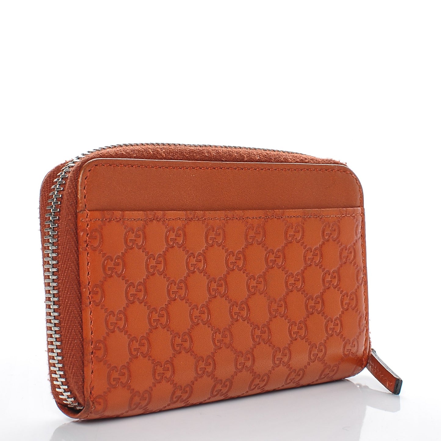 Microguccissima Zip Around Key Ring Coin Purse Burnt Orange