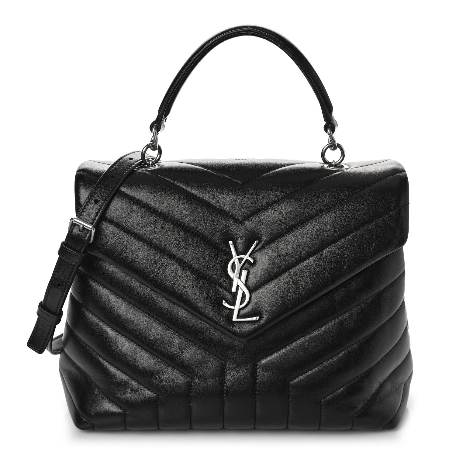 Saint Laurent Calfskin Y Quilted Monogram Medium Loulou Satchel Black 1 of 11