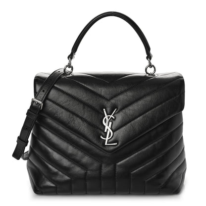 Saint Laurent Calfskin Y Quilted Monogram Medium Loulou Satchel Black 1 of 11