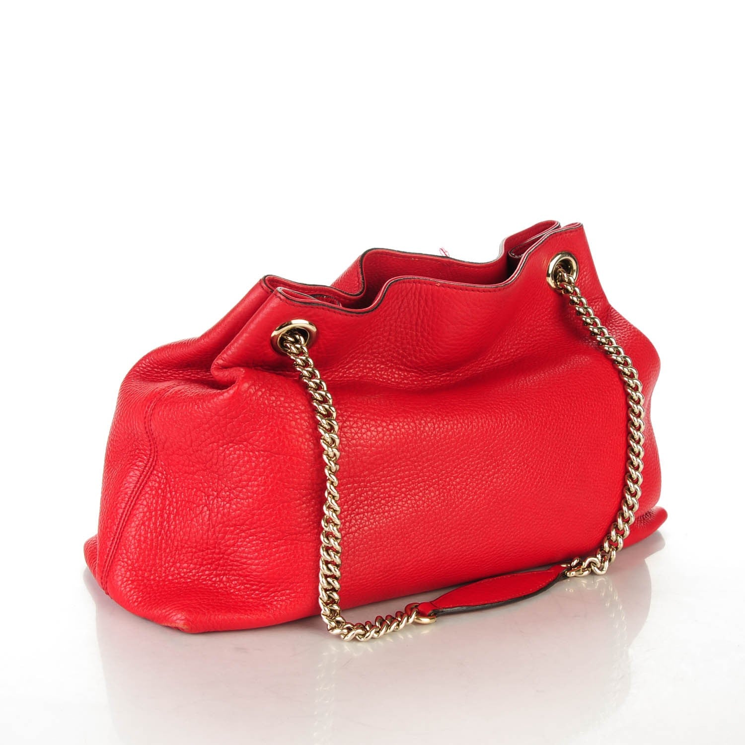 Gucci Pebbled Calfskin Medium Soho Chain Shoulder Bag Tabasco Red 3 of 11